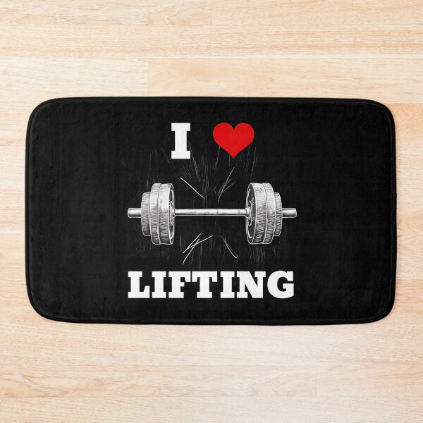 Item preview, I LOVE / HEART LIFTING White Lettering Red Heart Barbell Design designed and sold by Primal Pump Co LTD.