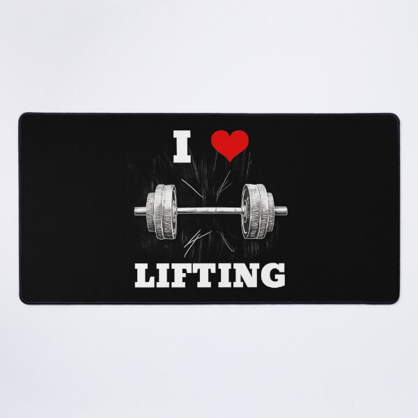 Item preview, I LOVE / HEART LIFTING White Lettering Red Heart Barbell Design designed and sold by Primal Pump Co LTD.