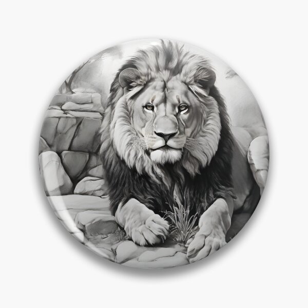Item preview, Black and white lion pencil drawing designed and sold by Pencil-Art.