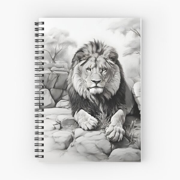 Item preview, Black and white lion pencil drawing designed and sold by Pencil-Art.
