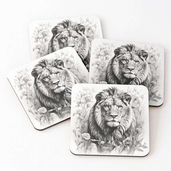 Artikelvorschau, Schwarz-weiße Löwen-Bleistiftzeichnung entworfen und verkauft von Pencil-Art.