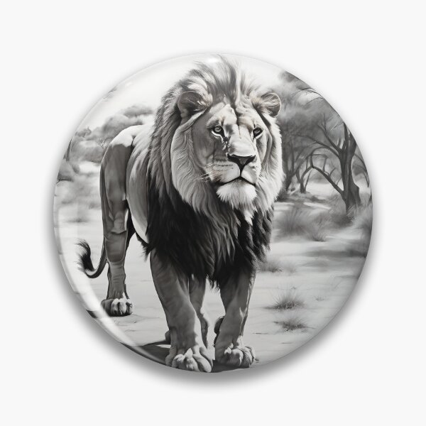 Item preview, Black and white lion pencil drawing designed and sold by Pencil-Art.