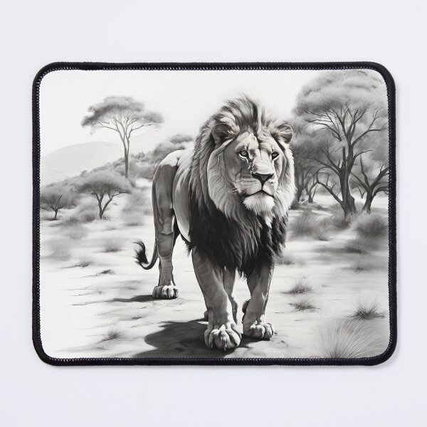 Item preview, Black and white lion pencil drawing designed and sold by Pencil-Art.