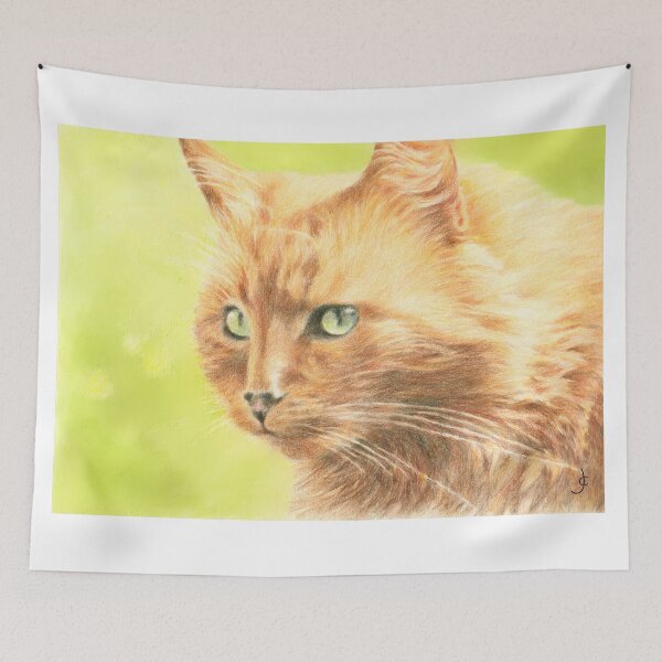 Item preview, Norwegian forest cat coloured pencil drawing for charity designed and sold by JayTCee.