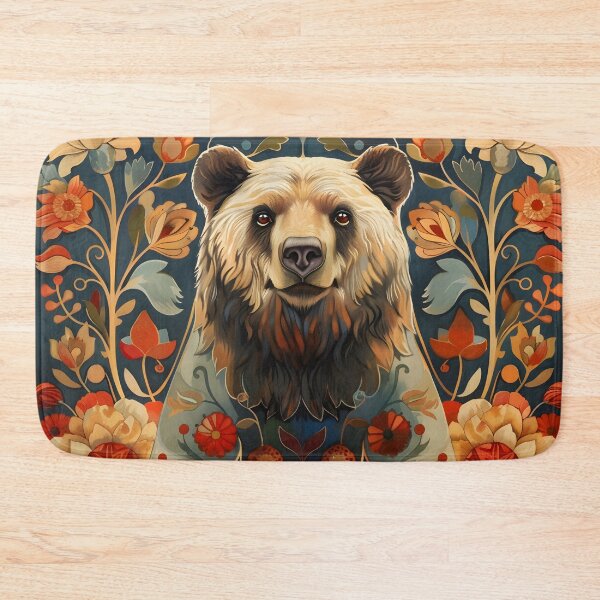 Item preview, Happy cute bear and flowers folk art 3D designed and sold by Folksy Living.