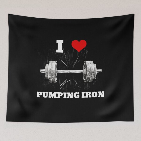 Item preview, I LOVE / HEART PUMPING IRON, White Lettering Red Heart Barbell Design designed and sold by Primal Pump Co LTD.