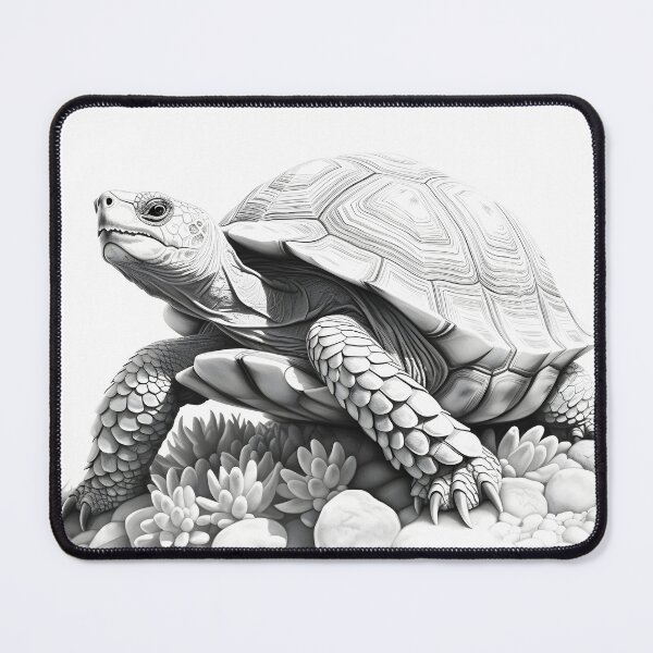 Item preview, Black and White Tortoise Pencil Drawing designed and sold by Pencil-Art.