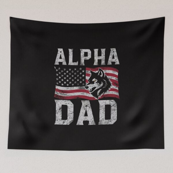 Item preview, Alpha Dad - Patriotic Wolf & Flag T-Shirt designed and sold by HOMEDESIGNPRINT.