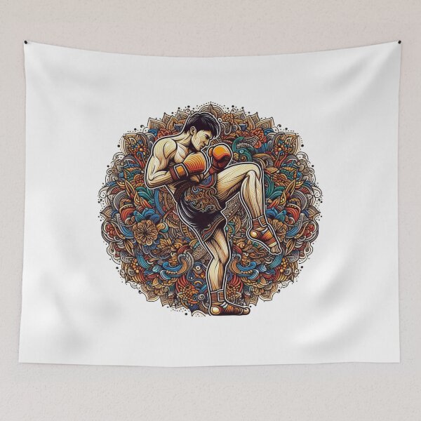 Item preview, Colorful Muay Thai Fighter Kickboxing Retro Abstract   designed and sold by Martial-Art-23.