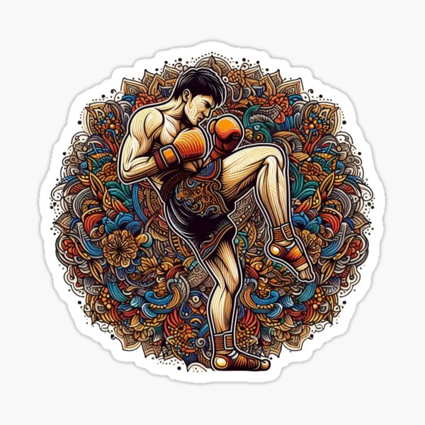 Item preview, Colorful Muay Thai Fighter Kickboxing Retro Abstract   designed and sold by Martial-Art-23.