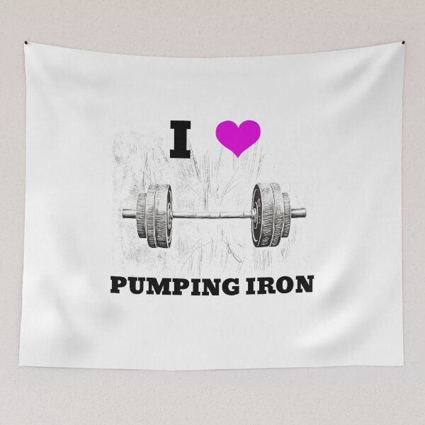 Item preview, I LOVE / HEART PUMPING IRON, Black Lettering Pink Heart Barbell Design designed and sold by Primal Pump Co LTD.