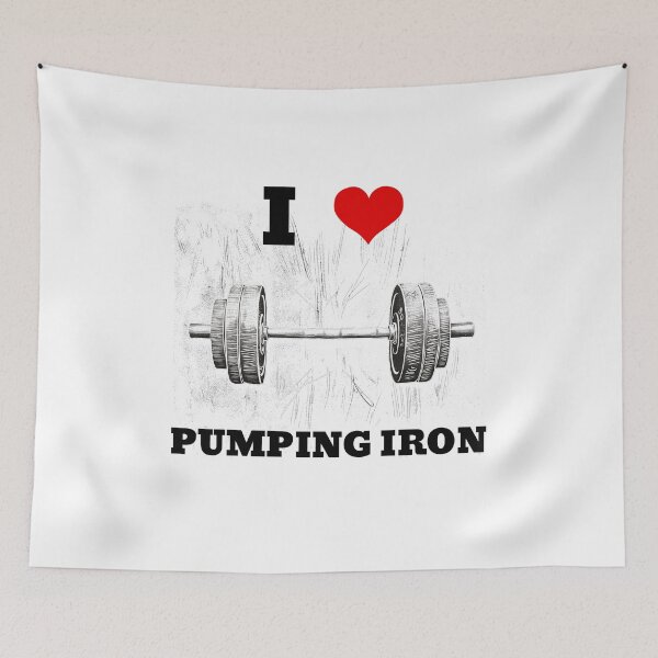 Item preview, I LOVE / HEART PUMPING IRON, Black Lettering Red Heart Barbell Design designed and sold by Primal Pump Co LTD.