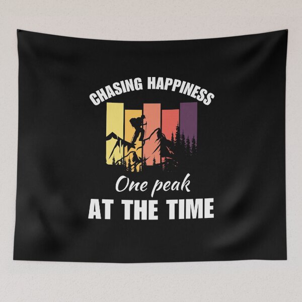 Item preview, Chasing happiness, one peak at a time. Hiking hobby enthusiasts or fan saying designed and sold by NBSStore.