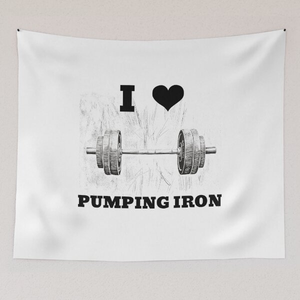Item preview, I LOVE / HEART PUMPING IRON, Black Lettering Black Heart Barbell Design designed and sold by Primal Pump Co LTD.