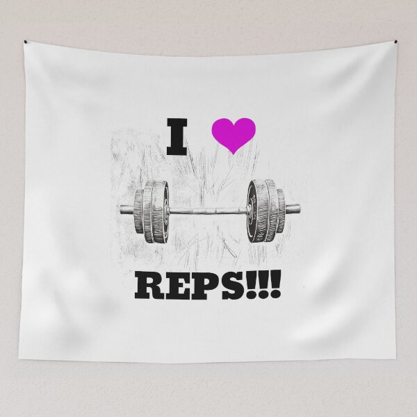 Item preview, I LOVE / HEART REPS!!!, Black Lettering Pink Heart Barbell Design designed and sold by Primal Pump Co LTD.