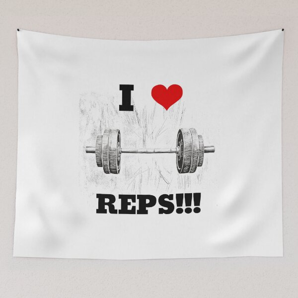 Item preview, I LOVE / HEART REPS!!!, Black Lettering Red Heart Barbell Design designed and sold by Primal Pump Co LTD.
