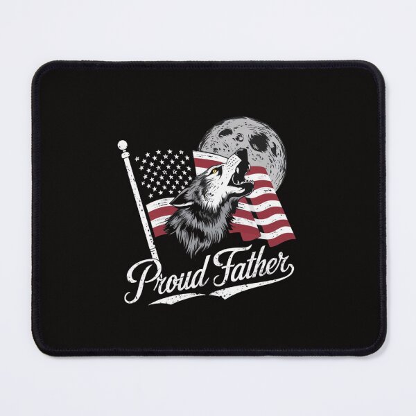 Item preview, Proud Father - Patriotic Wolf & Moonlit Flag T-Shirt designed and sold by HOMEDESIGNPRINT.