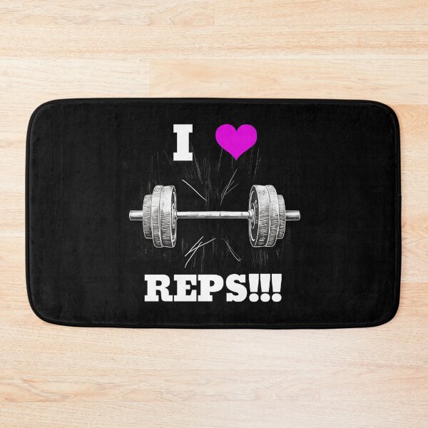Item preview, I LOVE / HEART REPS!!!, White Lettering Pink Heart Barbell Design designed and sold by Primal Pump Co LTD.