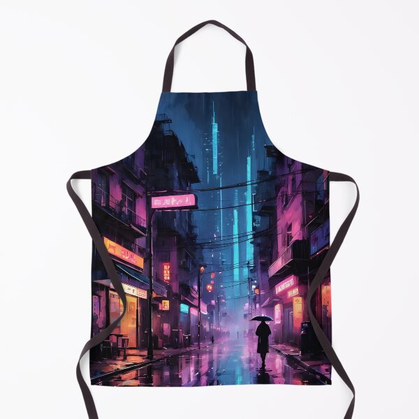 Item preview, Cyberpunk Night: Lone Figure Under Neon Glow designed and sold by ByteyCreatives.
