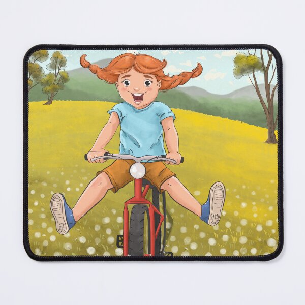 Item preview, Happy Redhead Girl Riding a Bike  designed and sold by ZeinalArt.