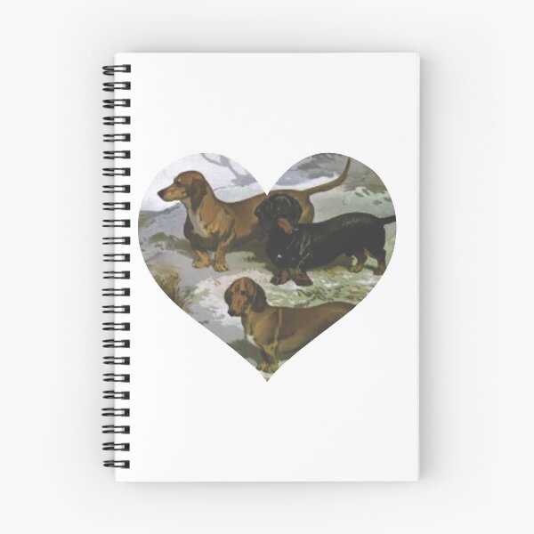 Artikelvorschau, Dackel Drei, Vintage Hundekunst im Herzen entworfen und verkauft von TerScott.