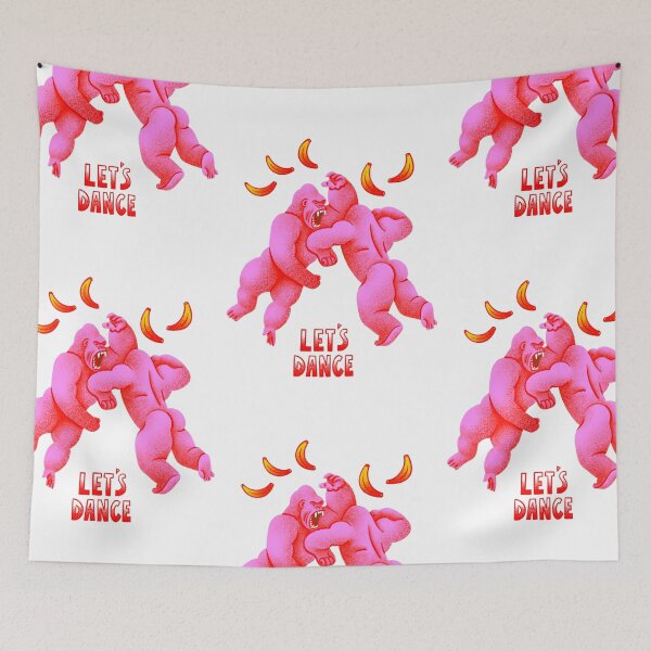 Item preview, colorful gorilla, pink gorillas, let's dance, gorillas, cool gorilla, dance designed and sold by noico.