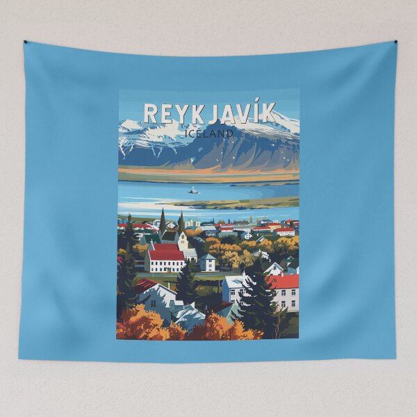 Item preview, Reykjavík Iceland Travel Art Vintage designed and sold by KrisSidDesigns.
