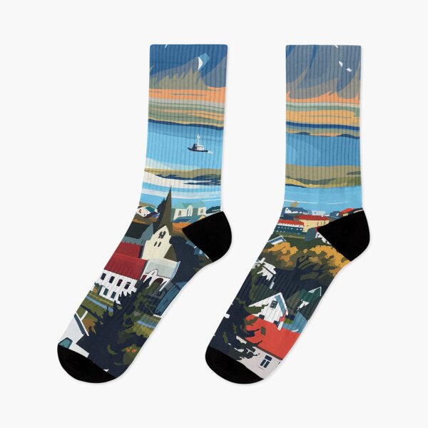 Item preview, Reykjavík Iceland Travel Art Vintage designed and sold by KrisSidDesigns.
