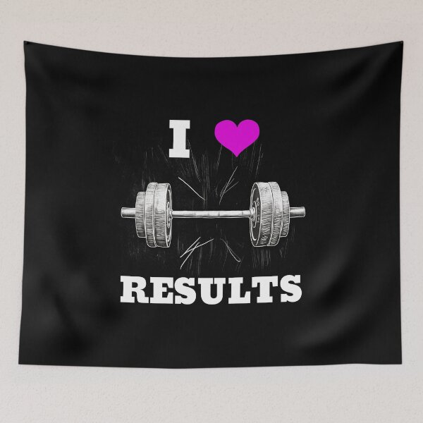 Item preview, I LOVE / HEART RESULTS, White Lettering Pink Heart Barbell Design designed and sold by Primal Pump Co LTD.