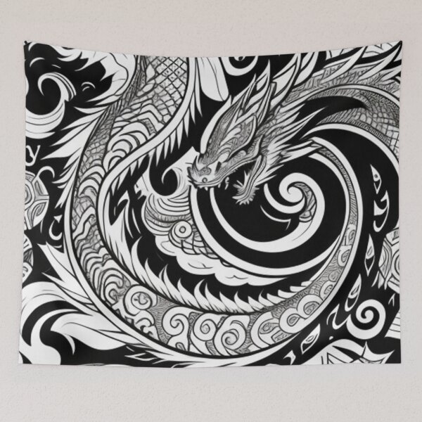 Item preview, Dragon in black and white  designed and sold by Roxburylane.