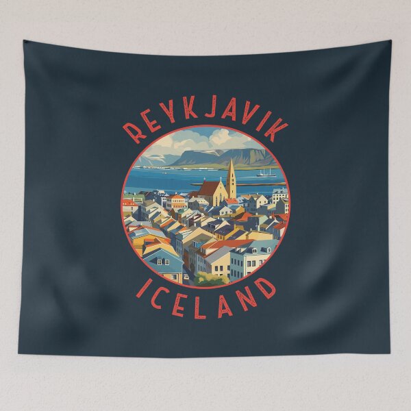 Item preview, Reykjavík Iceland Retro Distressed Circle designed and sold by KrisSidDesigns.