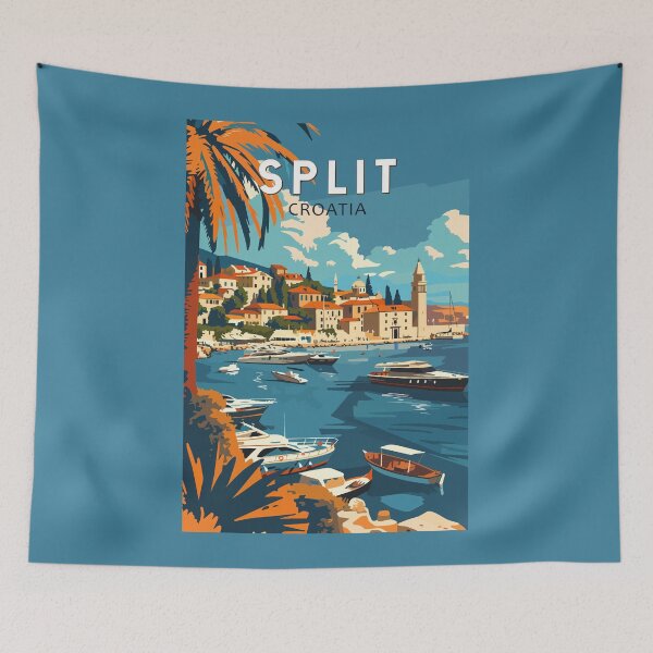 Item preview, Split Croatia Travel Art Vintage designed and sold by KrisSidDesigns.