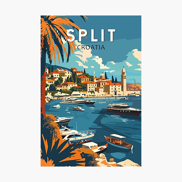Item preview, Split Croatia Travel Art Vintage designed and sold by KrisSidDesigns.