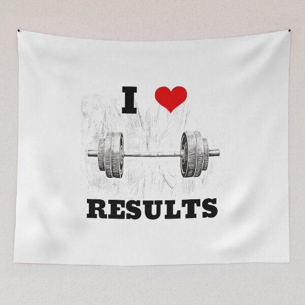 Item preview, I LOVE / HEART RESULTS, Black Lettering Red Heart Barbell Design designed and sold by Primal Pump Co LTD.