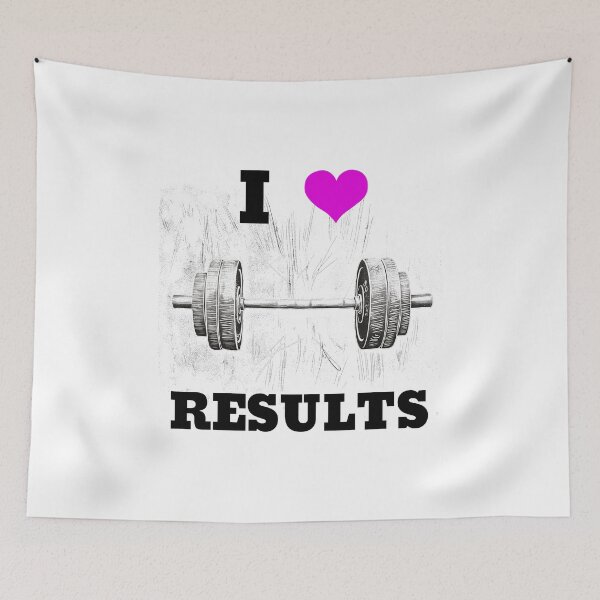 Item preview, I LOVE / HEART RESULTS, Black Lettering Pink Heart Barbell Design designed and sold by Primal Pump Co LTD.