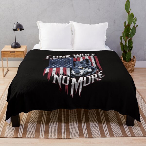 Item preview, Lone Wolf No More Patriotic T-Shirt | American Flag & Wolf Design Tee designed and sold by HOMEDESIGNPRINT.