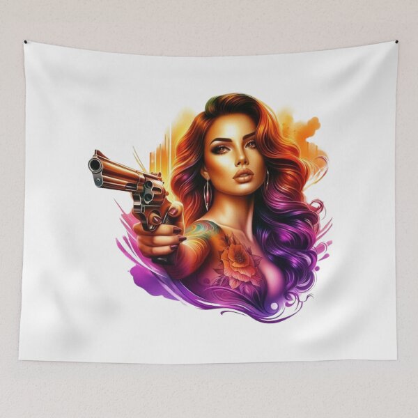 Item preview, “Fatal Beauty: an armed and dangerous woman” designed and sold by CHRIST5000.
