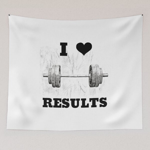 Item preview, I LOVE / HEART RESULTS, Black Lettering Black Heart Barbell Design designed and sold by Primal Pump Co LTD.