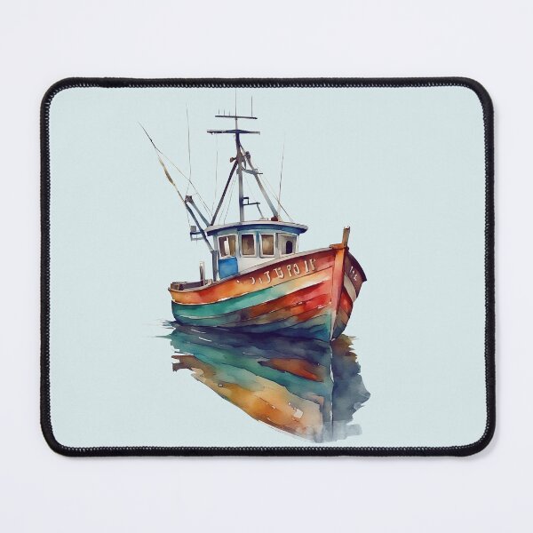 Item preview, Boat Fishing watercolor designed and sold by kolonjArt.