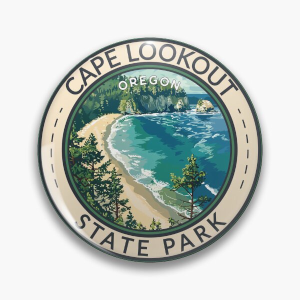 Item preview, Cape Lookout State Park Oregon Travel Art Badge designed and sold by KrisSidDesigns.