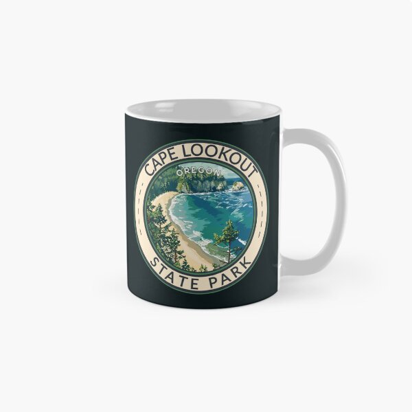 Aperçu de l'œuvre Badge artistique de voyage du parc d'État de Cape Lookout dans l'Oregon créée et vendue par KrisSidDesigns.