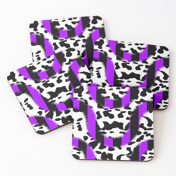 Item preview, Black And Purple Stripe Truchet Over Cow Print  designed and sold by TheRulerofEarth.