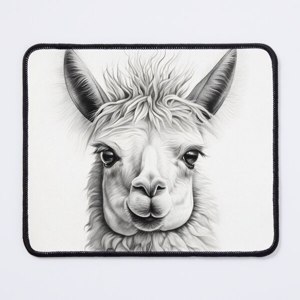 Item preview, Black and white pencil drawing of a llama designed and sold by Pencil-Art.