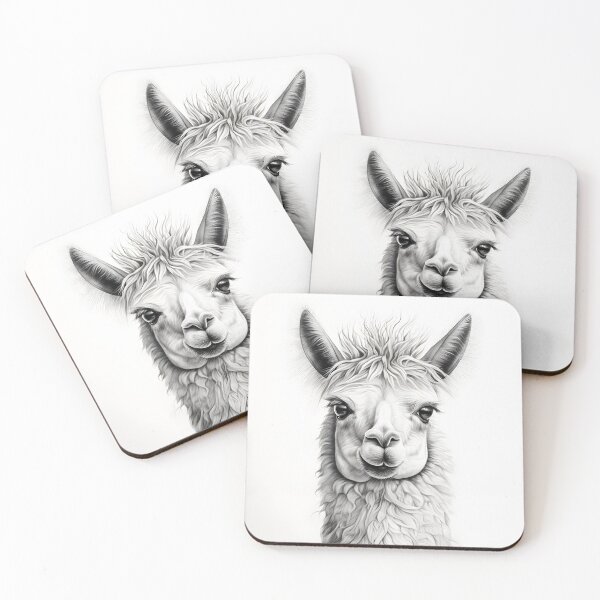 Item preview, Black and white pencil drawing of a llama  designed and sold by Pencil-Art.
