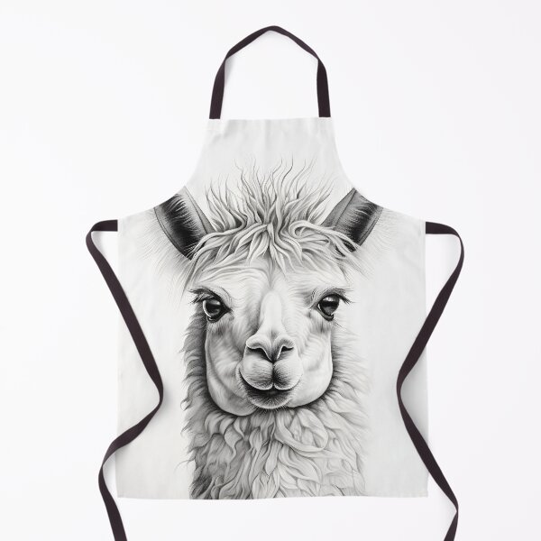 Item preview, Black and white pencil drawing of a llama designed and sold by Pencil-Art.