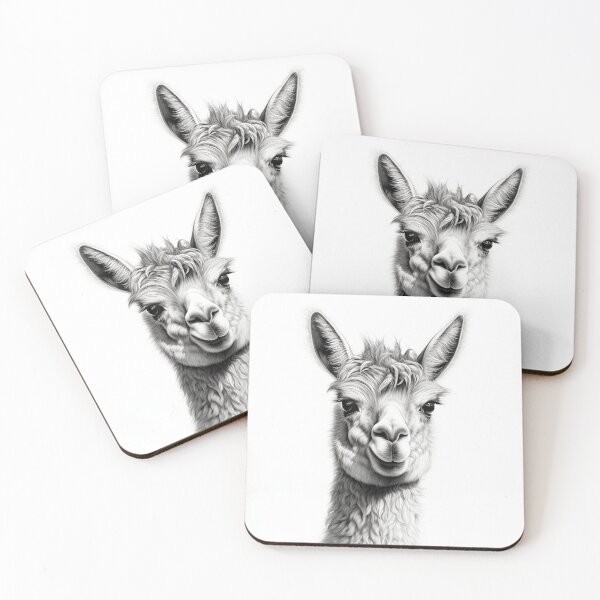 Item preview, Black and white pencil drawing of a llama  designed and sold by Pencil-Art.