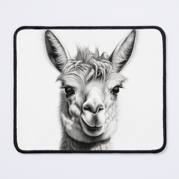 Item preview, Black and white pencil drawing of a llama designed and sold by Pencil-Art.