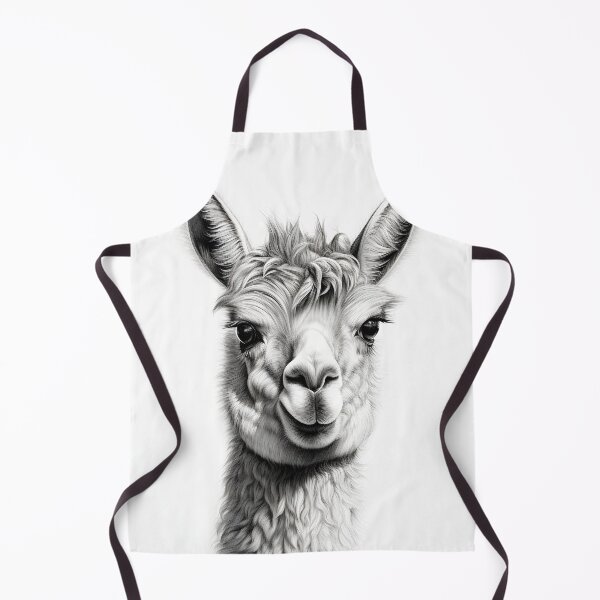 Item preview, Black and white pencil drawing of a llama designed and sold by Pencil-Art.