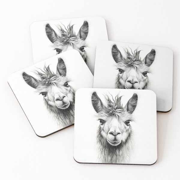 Item preview, Black and white pencil drawing of a llama  designed and sold by Pencil-Art.