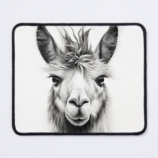 Item preview, Black and white pencil drawing of a llama designed and sold by Pencil-Art.